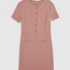 Pink Short Sleeve Scallop Trim Mini Dress