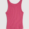 Pink Sleeveless Ribbed Tank Top