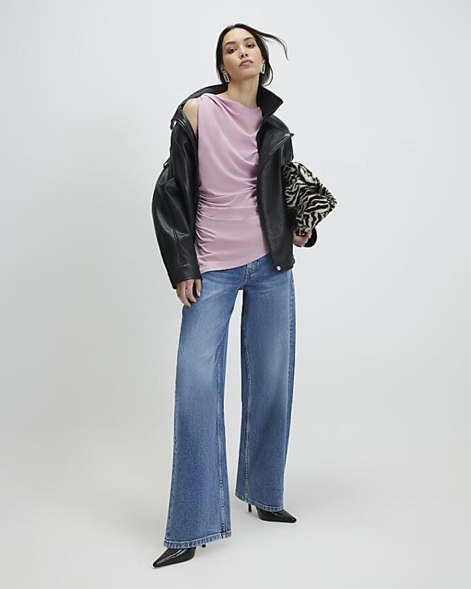 Pink Sleeveless Twist Drape Top