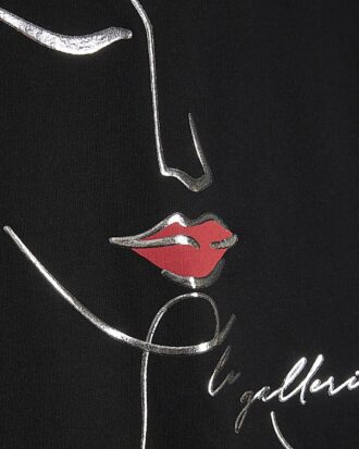Plus Black Sketchy Face Foil T-shirt