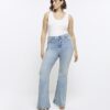 Plus Blue High Waist Flare Jeans