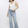 Plus Blue High Waist Flare Jeans