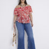 Plus blue high waisted flared jeans