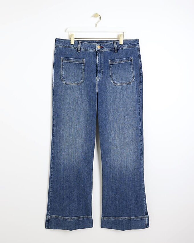 Plus blue high waisted flared jeans