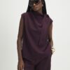 Purple Asymmetric Tie Neck Top