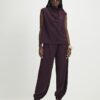 Purple Asymmetric Tie Neck Top