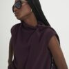 Purple Asymmetric Tie Neck Top