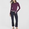 Purple Long Sleeve Ruched Drape Top