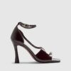 Red Buckle Strap Heeled Sandals