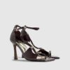 Red Buckle Strap Heeled Sandals