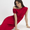 Red Draped Midi Dress