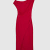 Red Draped Midi Dress
