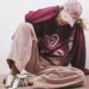 Red Embellished Ma Cherie Sweatshirt