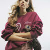 Red Embellished Ma Cherie Sweatshirt