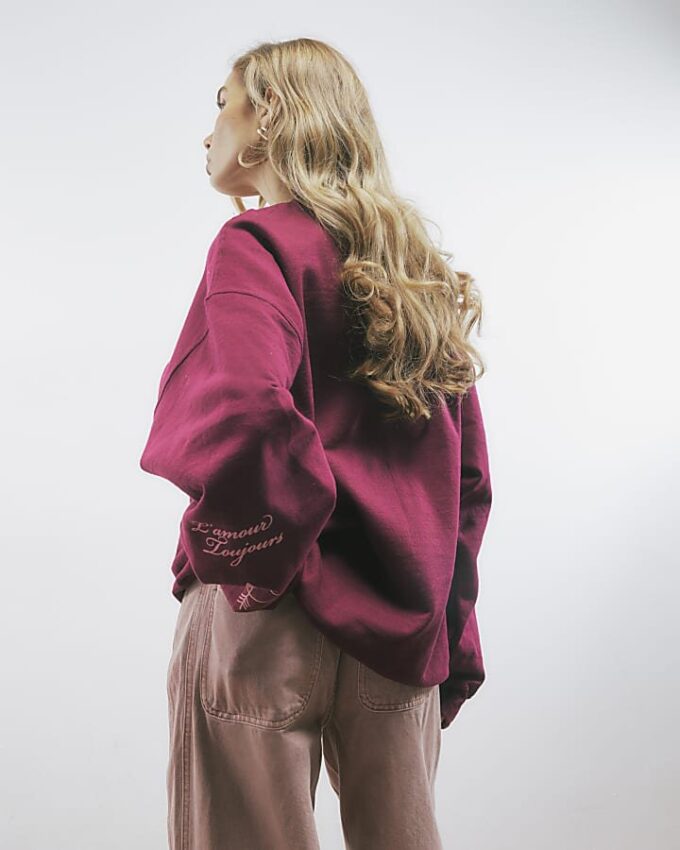 Red Embellished Ma Cherie Sweatshirt