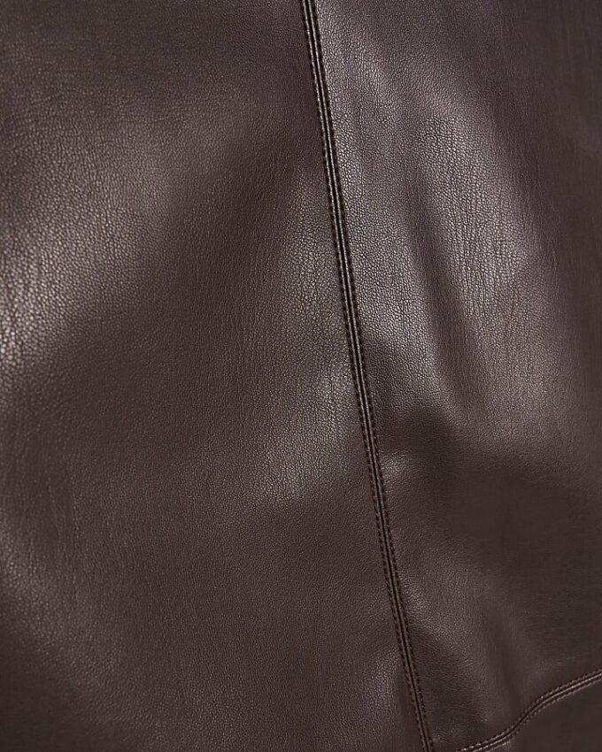 Red Faux Leather Seam Detail T-shirt