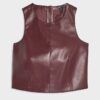 Red Faux Leather Shell Top