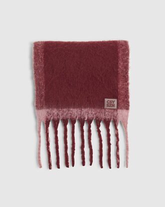 Red Fringed Fluffy Scarf