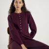 Red Knit Long Sleeve Structured Cardigan