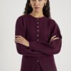 Red Knit Long Sleeve Structured Cardigan