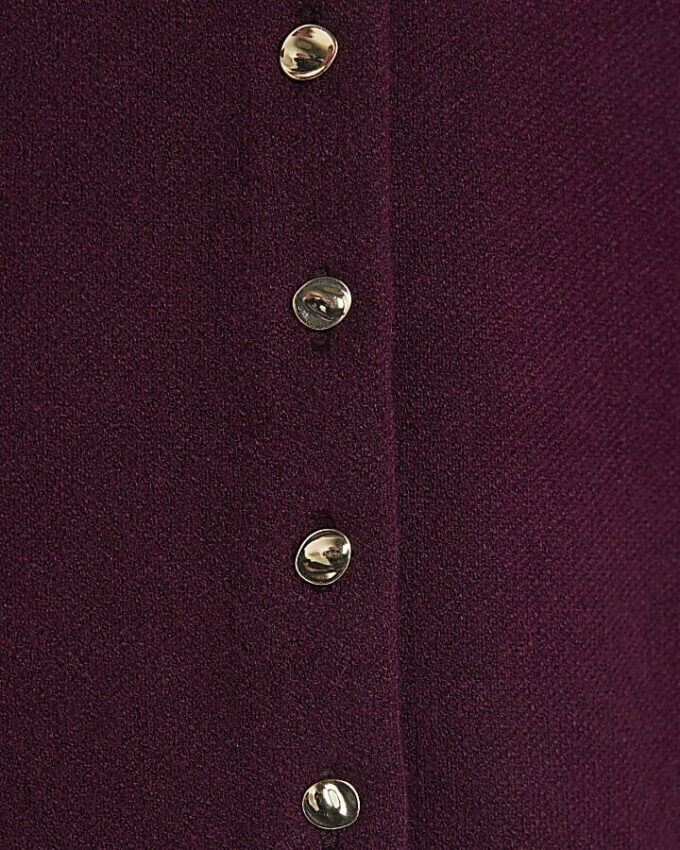 Red Knit Long Sleeve Structured Cardigan