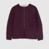 Red Knit Long Sleeve Structured Cardigan