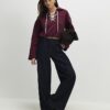 Red Lace Up Sweatshirt