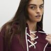 Red Lace Up Sweatshirt