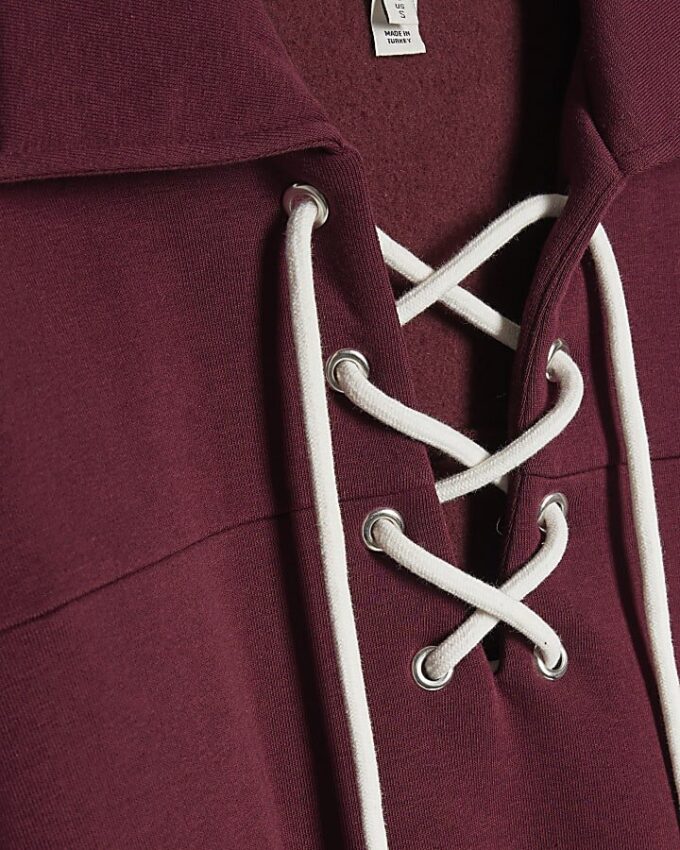 Red Lace Up Sweatshirt