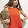 Red Linen Blend Tank Top
