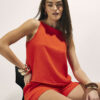 Red Linen Blend Tank Top
