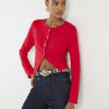 Red Long Sleeve Cropped Heart Cardigan