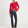 Red Long Sleeve Cropped Heart Cardigan
