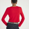 Red Long Sleeve Cropped Heart Cardigan