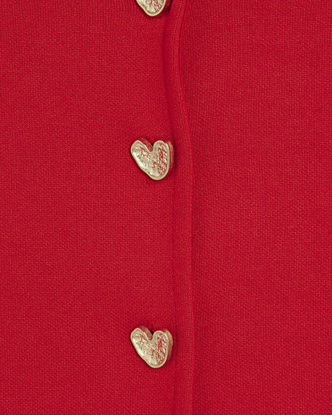 Red Long Sleeve Cropped Heart Cardigan