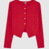 Red Long Sleeve Cropped Heart Cardigan
