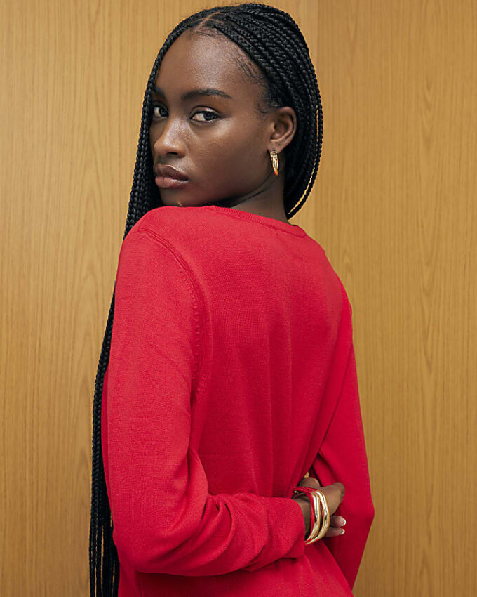 Red Long Sleeve Knitted Top