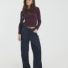 Red Long Sleeve Scallop Trim Top