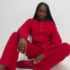 Red Longline Structured Cardigan