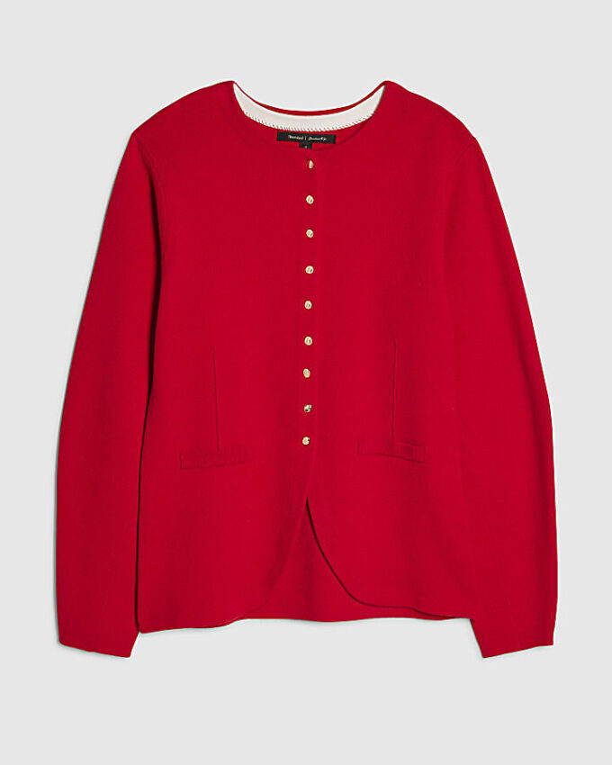 Red Longline Structured Cardigan