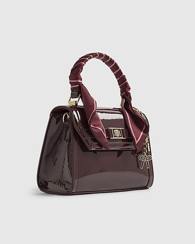 Red Mini Patent Cross Body Tote Bag