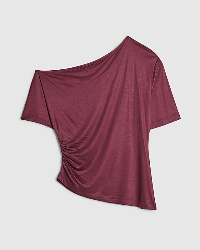 Red Off Shoulder Drape Top
