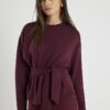 Red Premium Long Sleeve Tie Front Top