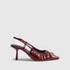 Red Ruched Bow Court Heels