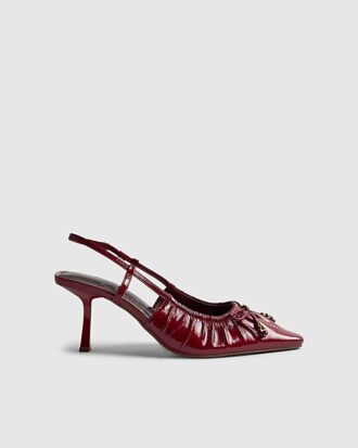 Red Ruched Bow Court Heels