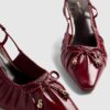 Red Ruched Bow Court Heels