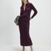 Red Satin Midi Skirt
