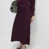 Red Satin Midi Skirt