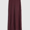 Red Satin Midi Skirt