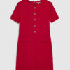 Red Short Sleeve Scallop Trim Mini Dress